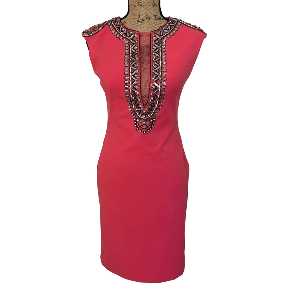 Sue Wong Pink Embellished Dress Size 2
